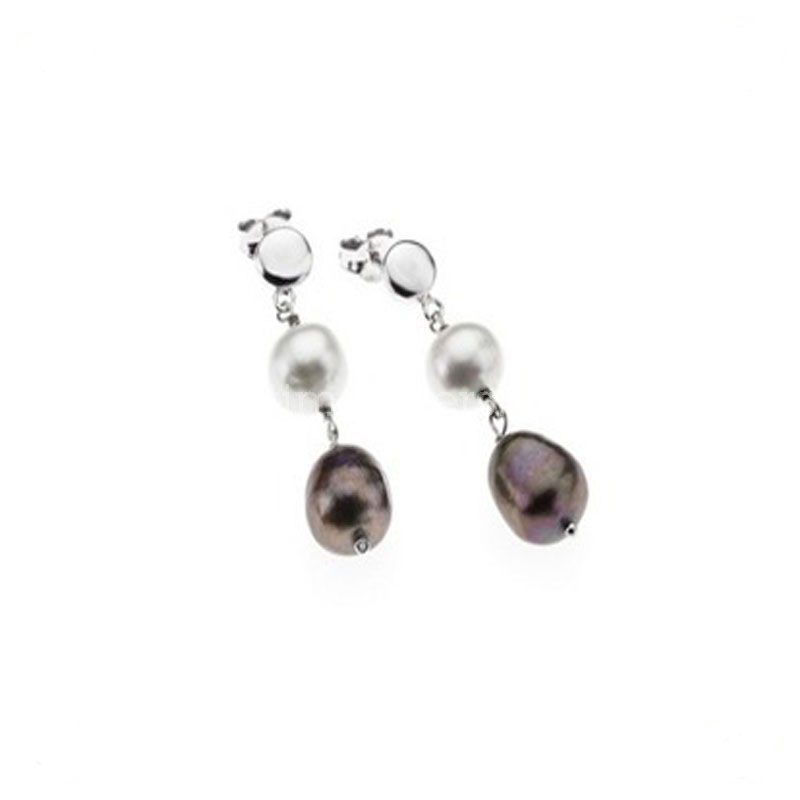 PENDIENTES LARGOS MUJER PLATA Y PERLAS LOTUS LP1070-4/1