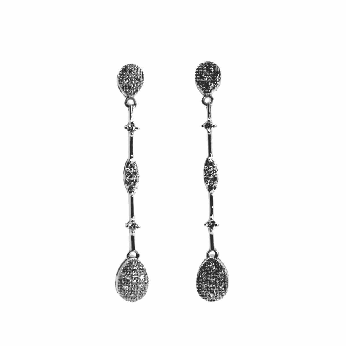 PENDIENTES LARGOS MUJER ORO BLANCO 18K Y DIAMANTES 45472BT