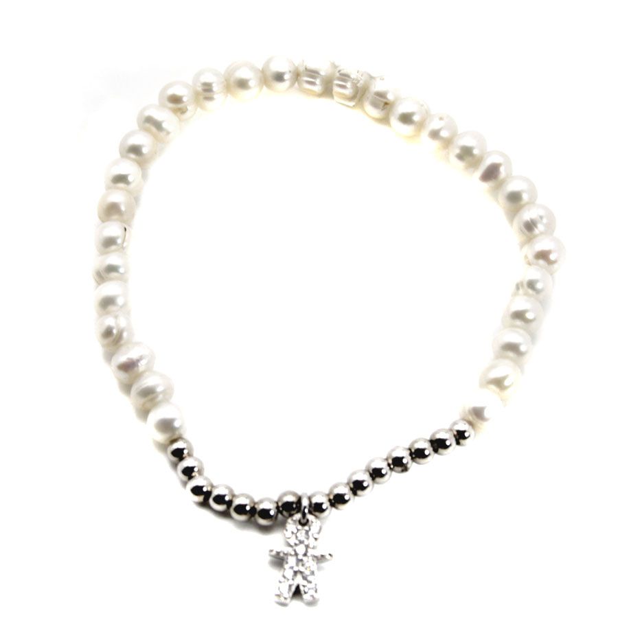 PULSERA MUJER PLATA Y PERLAS COLGANTE NIÑO 40299