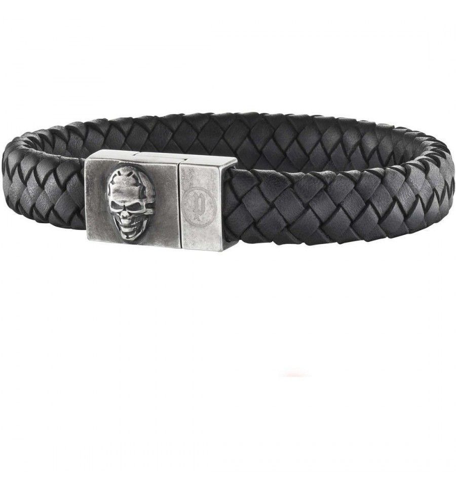 PULSERA HOMBRE ACERO Y PIEL POLICE S14AGQ01B