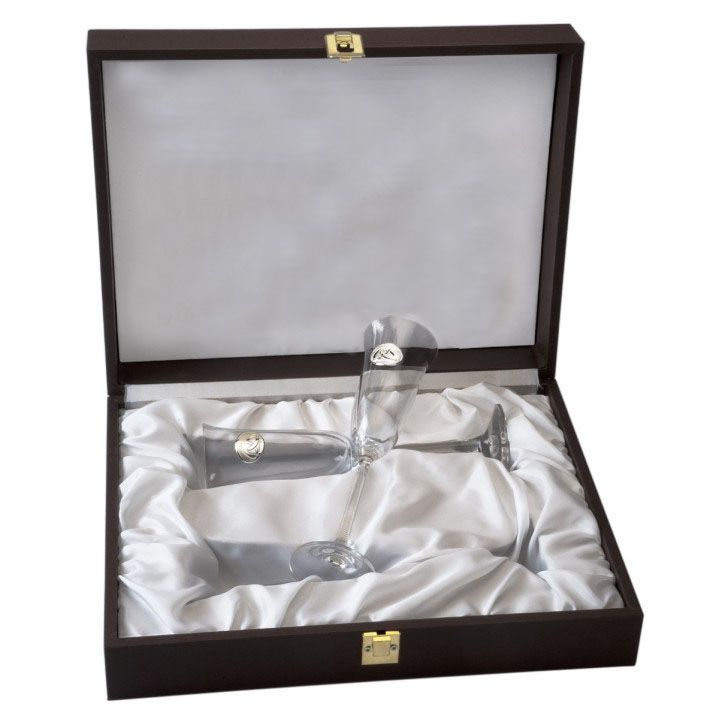 ESTUCHE COPAS CHAMPAGNE CRISTAL ANIVERSARIO ALIANZAS LU8156S