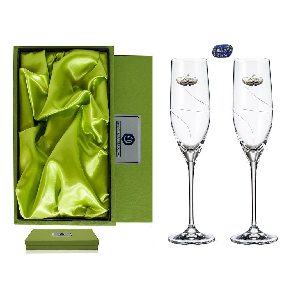 ESTUCHE REGALO BODA O ANIVERSARIO ALIANZAS 2 COPAS CHAMPAGNE 078-1861