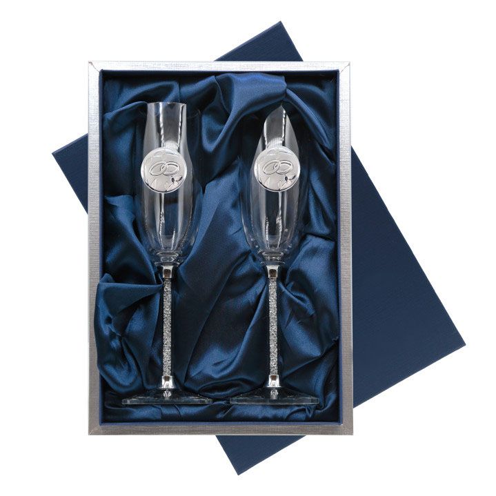 ESTUCHE JUEGO DE COPAS DE CHAMPAGNE BODA O ANIVERSARIO GA4290A