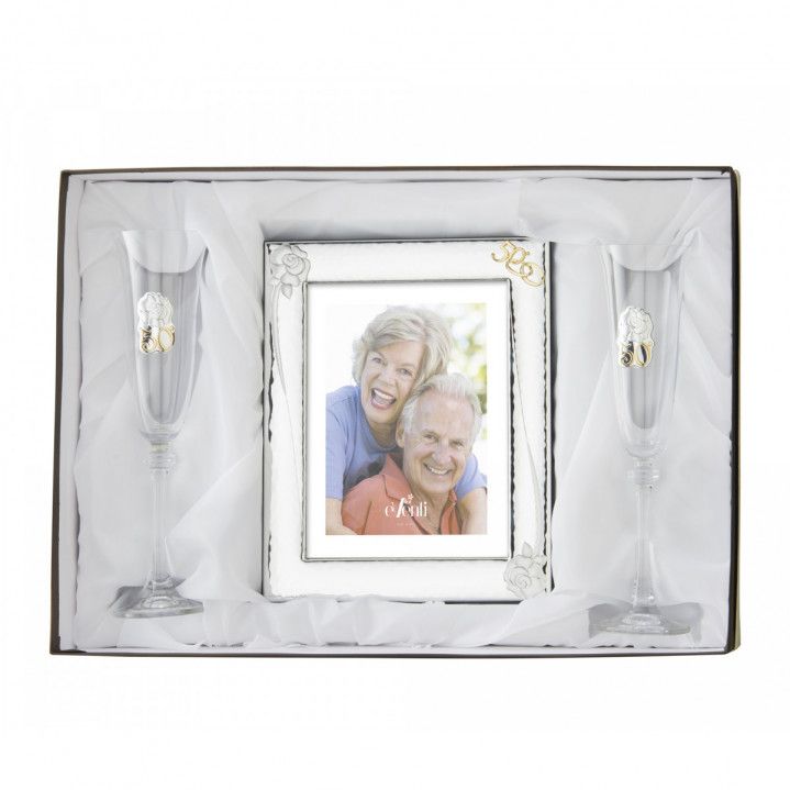 ESTUCHE REGALO 50 ANIVERSARIO MARCO FOTOS Y COPAS CHAMPAGNE EV9153/03C